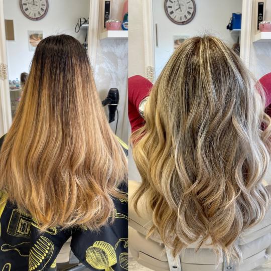 Vortex Beauty Hair - Belvil #beograd Ombre, sombre, balayage Pre i posle Balayage - ekstra duga kosa
