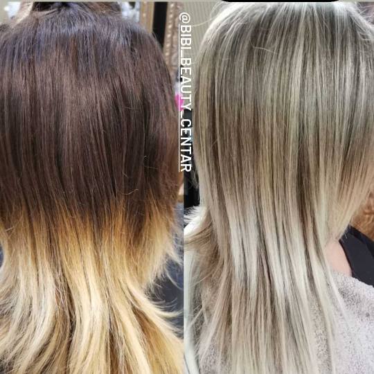 Bibi beauty centar #beograd Pramenovi Pramenovi na foliju u 1 / 2 boje / blanšem + preliv - kosa sr