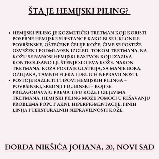 Vreme za mene #novisad Tretman lica Hemijski piling lica + Oxygen tretman gratis