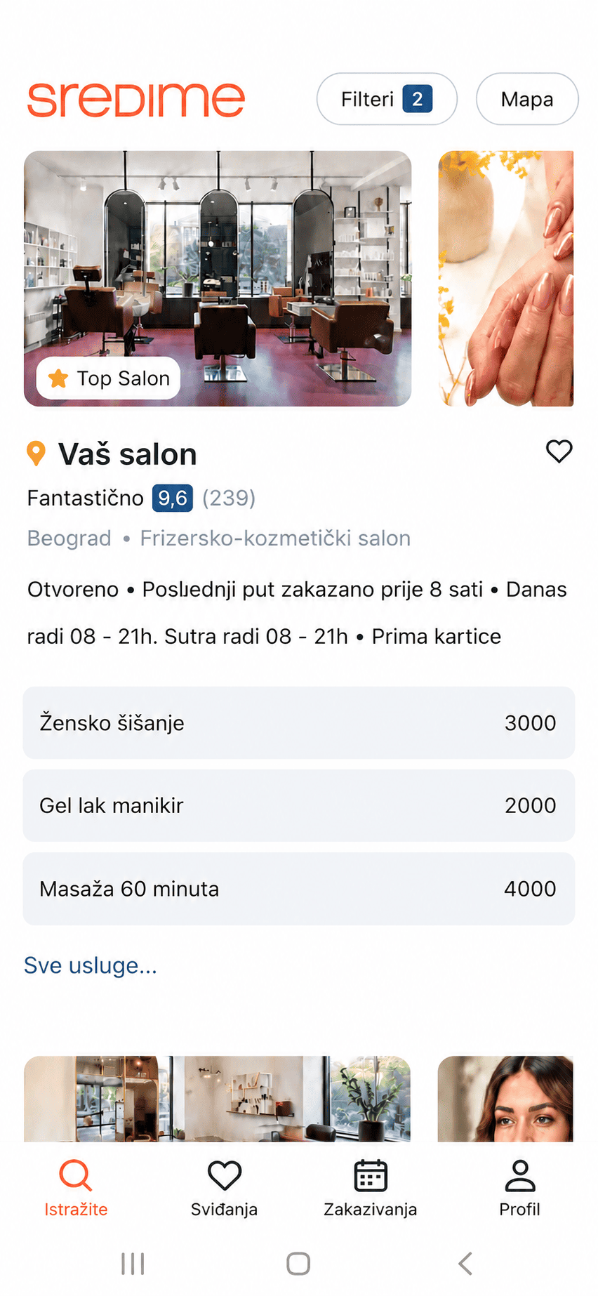 SrediMe Book klijentska aplikacija za zakazivanje termina